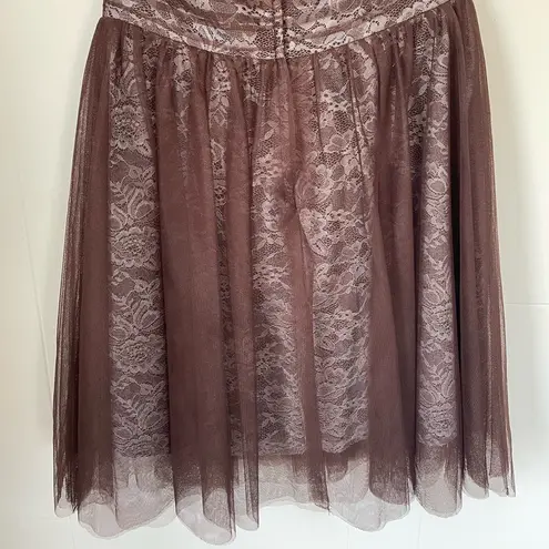 Alfred Angelo strapless formal dress brown lace women’s size 12 prom dance Y2K