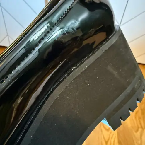 BP  Women’s 8 Black Glitter Speckle Faux Patent Leather Chunky Platform Loafers r