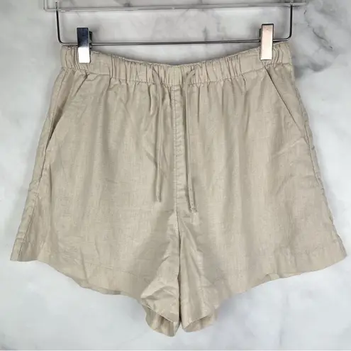 Abercrombie & Fitch Linen Blend Pull On Relaxed Shorts 3.5" Elastic Waist Stone