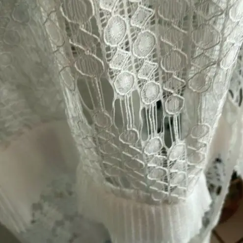 Just Cavalli by Roberto Cavalli Dress White Lace Gown Pleated Flounce size 6