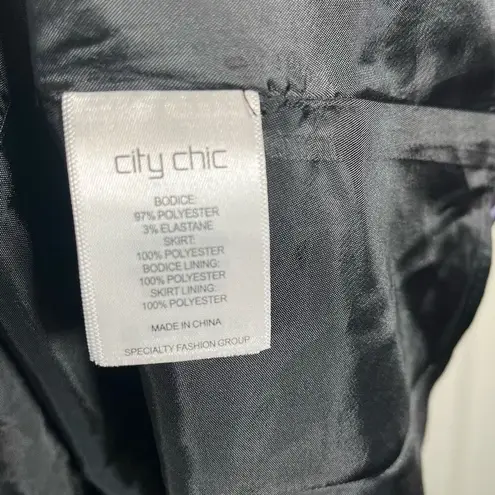 City Chic Sz L / 20 Sleeveless Midi Long Dress Floral Skirt Black Top