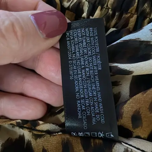 Smart & Sexy swim Tan, Brown & Black Leopard Print Sheer Bathing Suit Wrap S/M