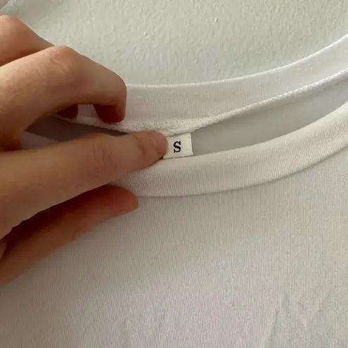 Tasamo Top Women's Small White Babydoll Ruffle Crewneck Long Sleeve Peplum