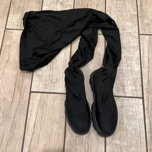 Leggings Boots Slim Fit Boots Chunky Leggings Boots Combat High Waist Round Toe Winter Boots Black Size 6