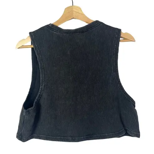 Cara Loren Active Faded Black Ribbed Crop Athletic Tank Top M Size M