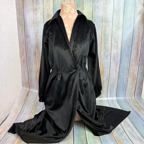 Halston IV Dorian Black Long Dress Wrap Size 10 Union Made Studio 54 1970s VTG
