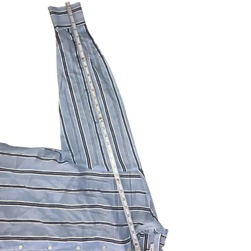 Reiss Avera NWOT Semi-Sheer Metallic Striped Blue Button Down Shirt-size 8
