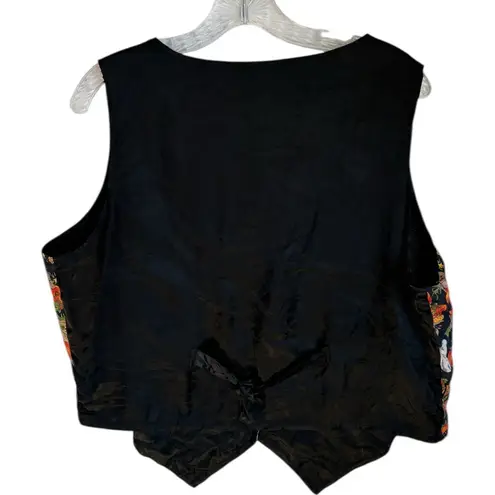 Vintage Womens Halloween Print Vest Sz L Button Front Festive Holiday Black Size L