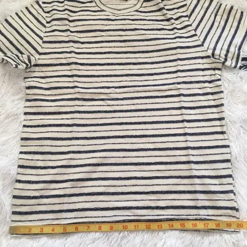 Lucky Brand  Tee Shirt crew neck short sleeves cream blue stripes Size Medium