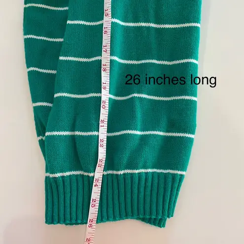 Vintage Kate Collins Green & White Striped Sweater with Crest Logo Size L
