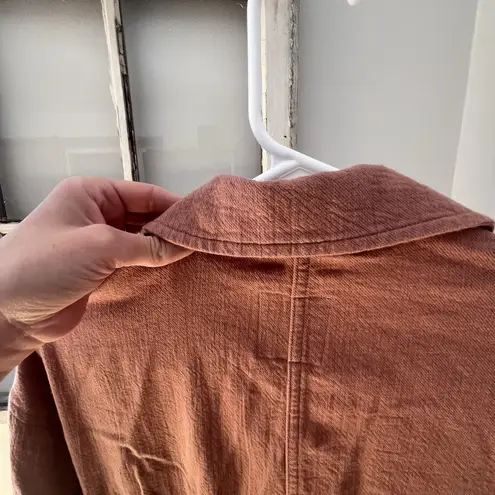 Gentle Fawn Size M 100% Cotton Shacket Jacket Pockets Cinching Waist Pink