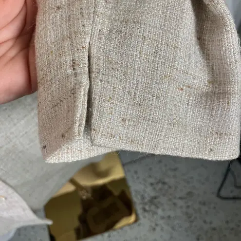 Brooks Brothers Blazer Jacket Womens Size 8 Beige Woven in Italy Career Coat