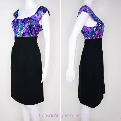 Perception New York peacock print empire waist scoop neck dress, 10 Purple