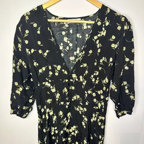 Flynn Skye Elsie Black Tulip Floral Midi Maxi Boho Dress Women's Medium