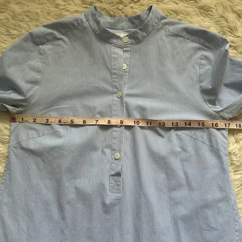 Veronica Beard Top Greer Pleated Stretch Cotton Shirt High Low Hem Striped Sz 4