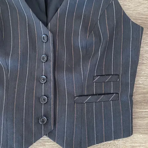 matty m Y2k button front trouser vest pinstripe striped navy blue small