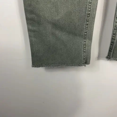 Ecru The La Cienega Stovepipe Jean Size 24 Olive Green Frayed Hem High Rise