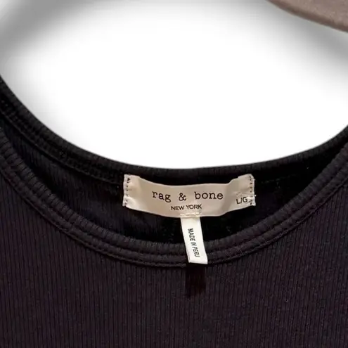 Rag & Bone Large The Essential Ribbed Tank Midi Bodycon Dress Minimalist Capsule Black