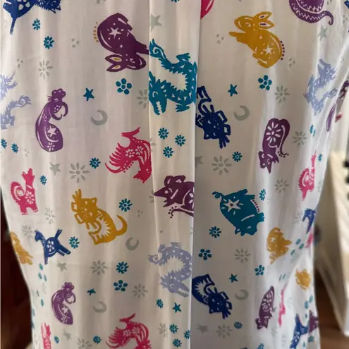 Modcloth  EUC Colorful Chinese Zodiac Animal Print Sleeveless Blouse