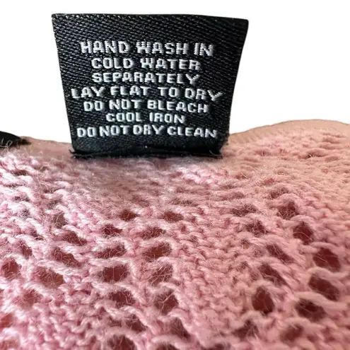 Vintage Crystal Kobe Petal Pink Open Knit Cardigan Size Large Barbie Preppy Y2K