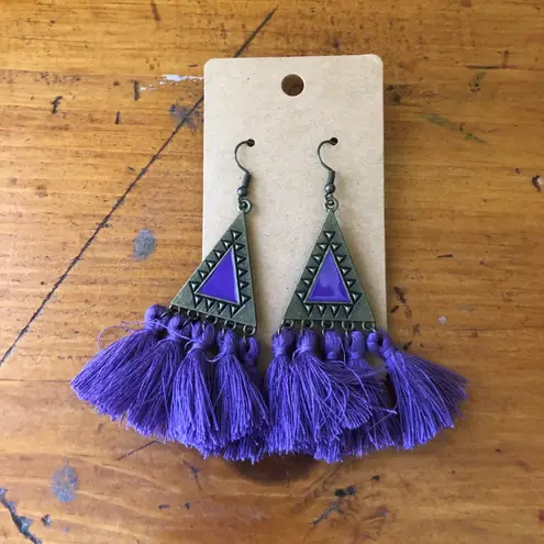 Set of 6 Boho Statement Earrings Tassel Fringe Feather Festival Hook Clasp NWOT