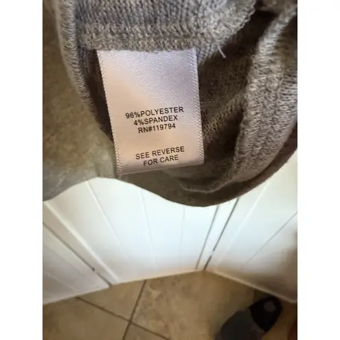 One World Womens Top XL Gray Beaded Bling Candy Canes Bow Holiday Blouse