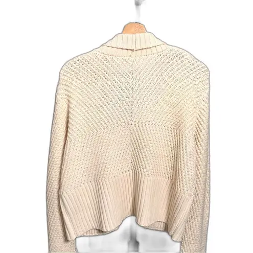 Cozy Casual Beige Knit Open Front Long Sleeve Pocket Cardigan Sweater Size S/M