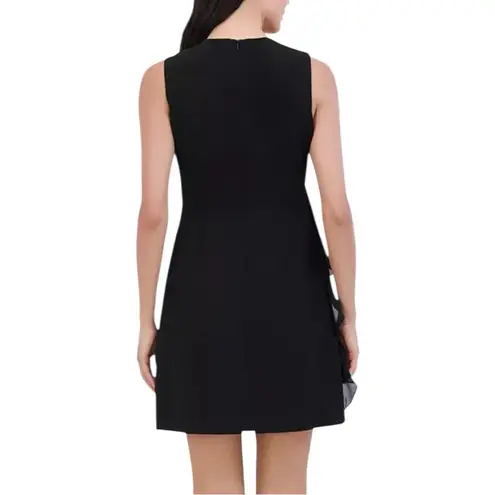 Eliza J Ruffle Front Mini Dress in Black size 6 NWT Sleeveless Crew Neck