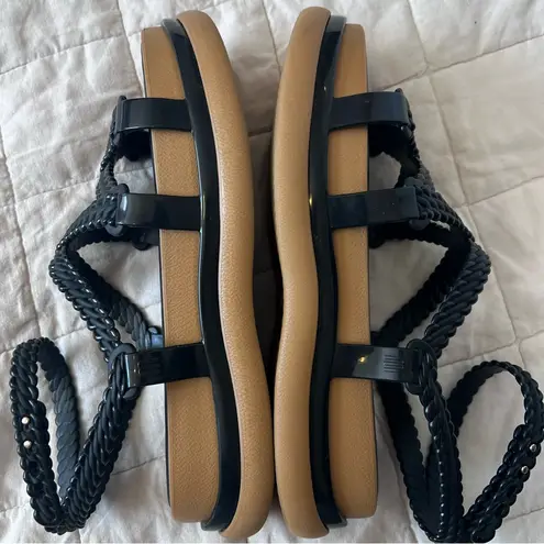 Melissa Women's Black Buzios Braided Sandals with Tan Sole Resortwear - US 10