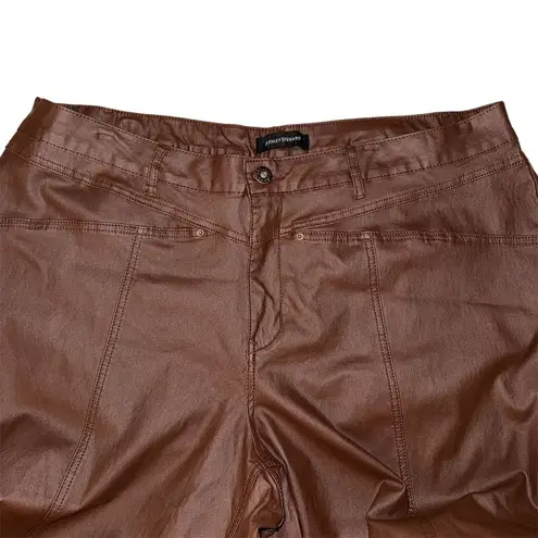 Ashley Stewart Ashley Stewart Women's Brown Faux Leather wide leg Pants Size 26