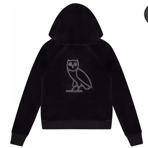 OVO Women’s Velour Crystal Owl Zip Up Hoodie October's Very Own Drake size small Black