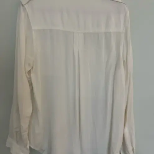 Rag Poets  button up long sleeve shirt, soft cream color. Front pockets