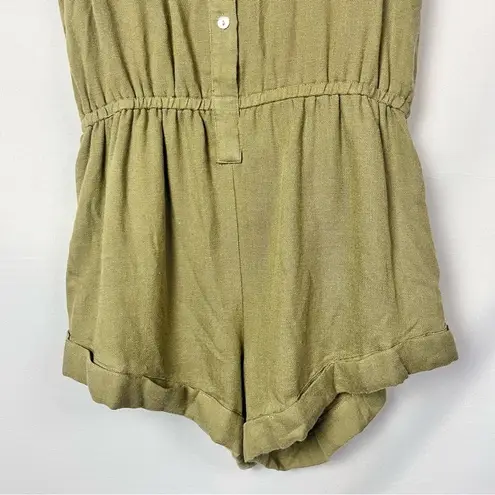 Boutique WFFS Fatigue Green Button Down Utility Sleeveless Romper M Size M