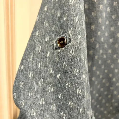 Philosophy  Lace Up Dot Chambray‎ Denim Tunic Shirt Dress Size Large EUC