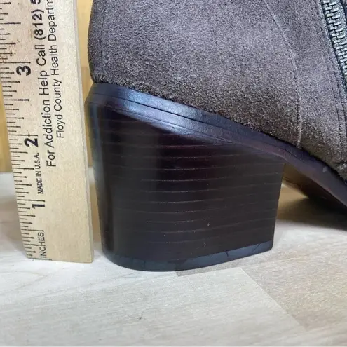 All Saints Jason Buckle Heeled Ankle Boots Dark Gray Suede 38