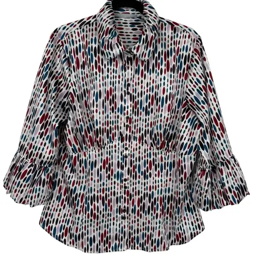 Violet+Claire Violet &‎ Claire Satin Geometric Print Blouse Top Size XL Artsy Feminine Career