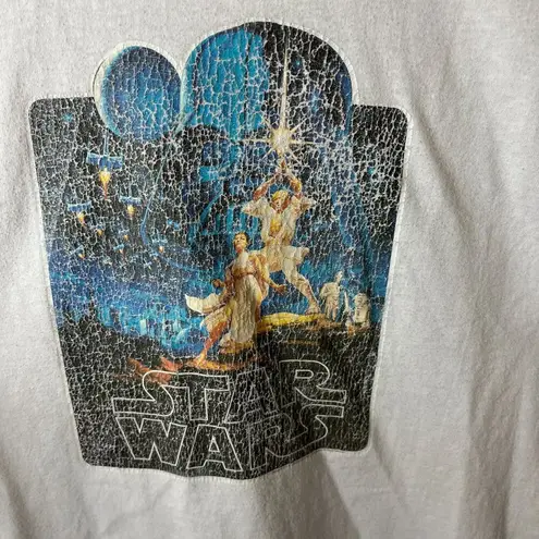 Star Wars Vintage  Movie Tee T Shirt White Blue Small S Ringer Single Stitch Logo