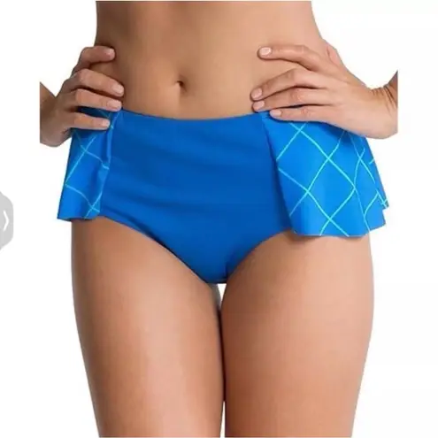 Spanx  Swim Bottom Womens 12 Electric Blue Geo Skirted Shaping Swim Bottom NWT