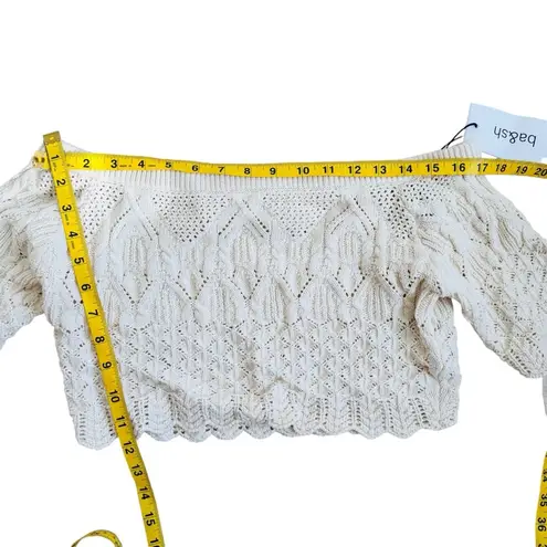 Ba&sh Paris 100% cotton Jensen Cropped knit Sweater in cream NEW