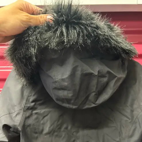 The North Face  womens black hyvent parka with black fur hood size small!