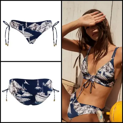 Agua Bendita ππ Proa Eda Bikini Bottom ~ Blue Nautical Print Medium NWT