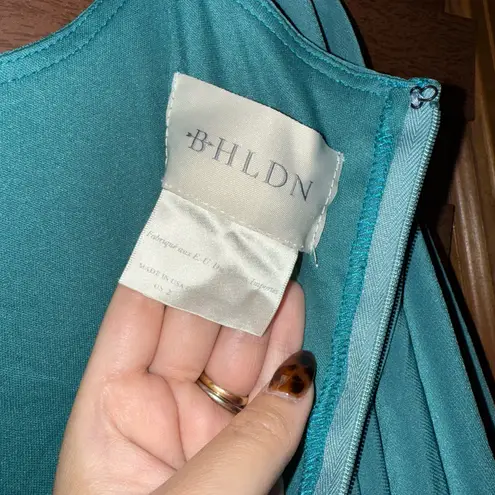 BHLDN NWT $198 Teal Lena Flutter Sleeve High-Neck Jersey Draped Maxi Dress 2