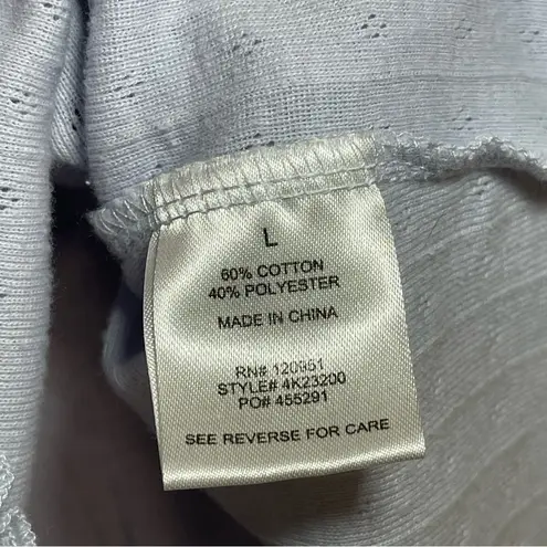 Wild Skye | Light Blue Long Sleeve Pointelle Cropped Top | Large