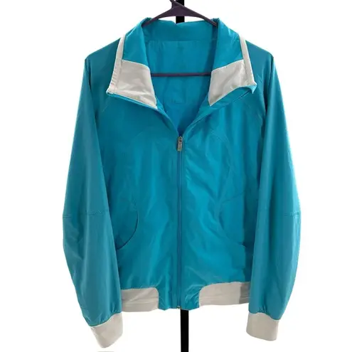 Lululemon  Women’s 12 Track Attack Full Zip Windbreaker Jacket Aqua Blue‎ Sporty