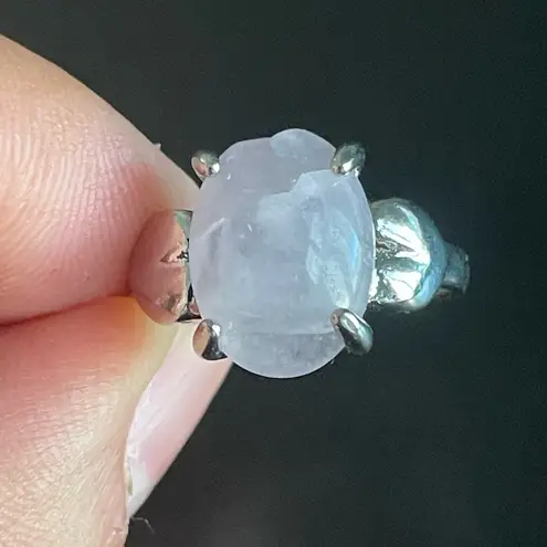 Amethyst Ova purple silver ring size 8.5
