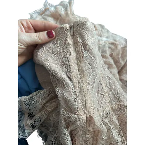 Majorelle Zelda Fitz Gown Nude Lace Ruffle High Slit Corset Bustier XS