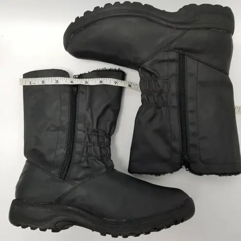 Angel Steps Womens Double Zip Boots Black Round Toe Side Faux Fur Lined Size 10M