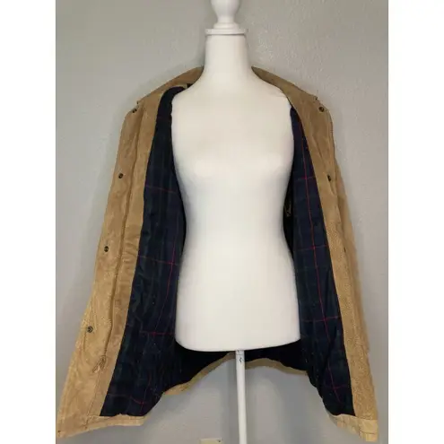 Suede Leather Jacket Womens M Tan Zip Up & Snap Flannel Lined 90s Y2K Western Size M