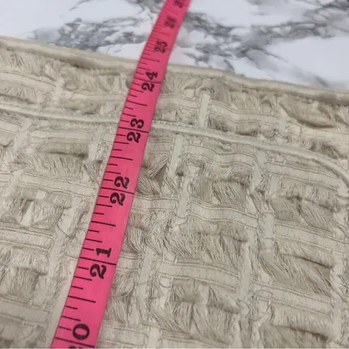 Lafayette 148  Ramira Fringe Linen Blazer Open Front Cream Light Academia Sz XL