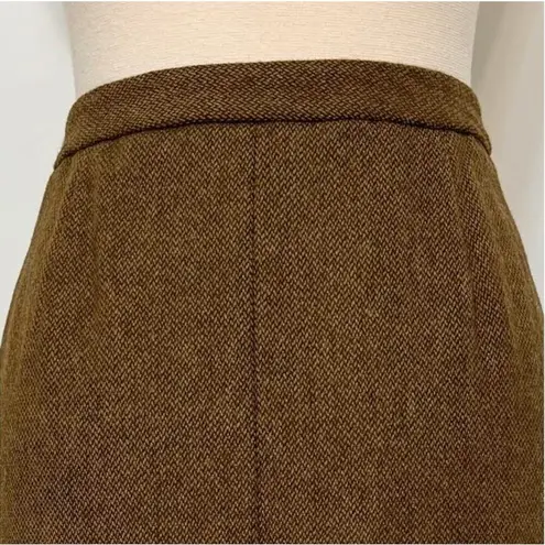 Ralph Lauren Vintage Lauren  100% Lambswool Brown tweed pencil skirt size 8